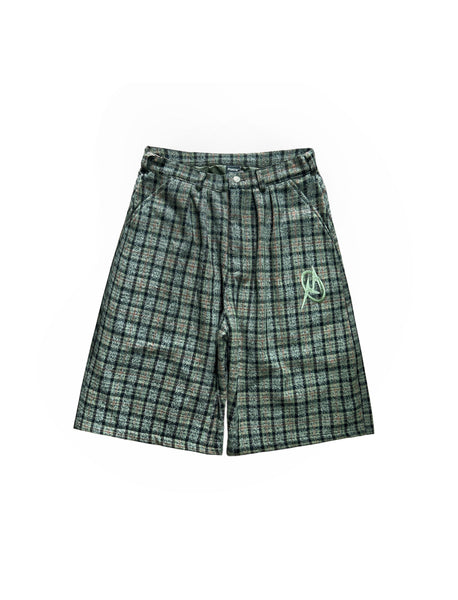 FORTE® - CHECKERED LONG PLEATED WOOL SHORT